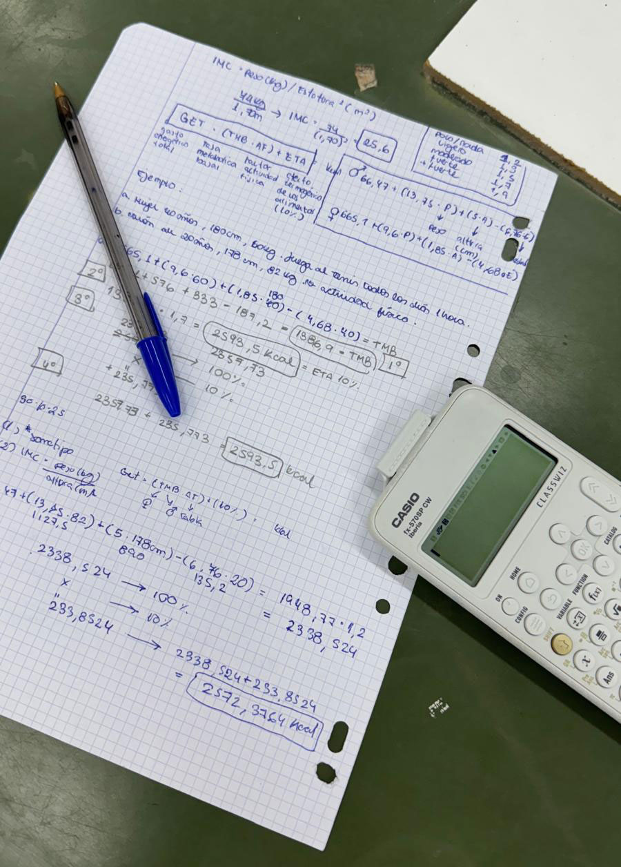 Práctica de cálculo de IMC y GET en 1.º de Bachillerato de Ciencias