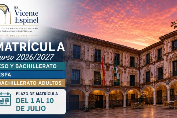 📢 Matrícula para el curso 2026/2027: del 1 al 10 de julio